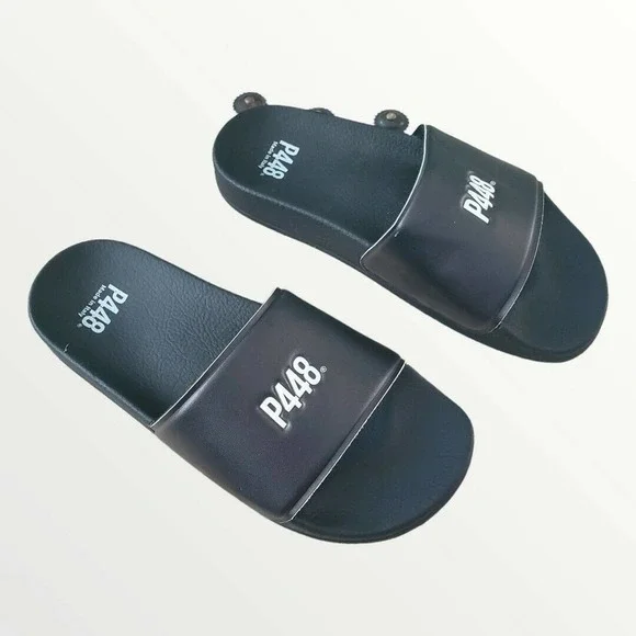 𝅺p448 Super Water Resistant Slide Sandal Women's 37/6.5 Contoured Footbed Black - Picture 2 of 7